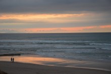 Bidart, coucher de soleil sur la plage d'Erretegia